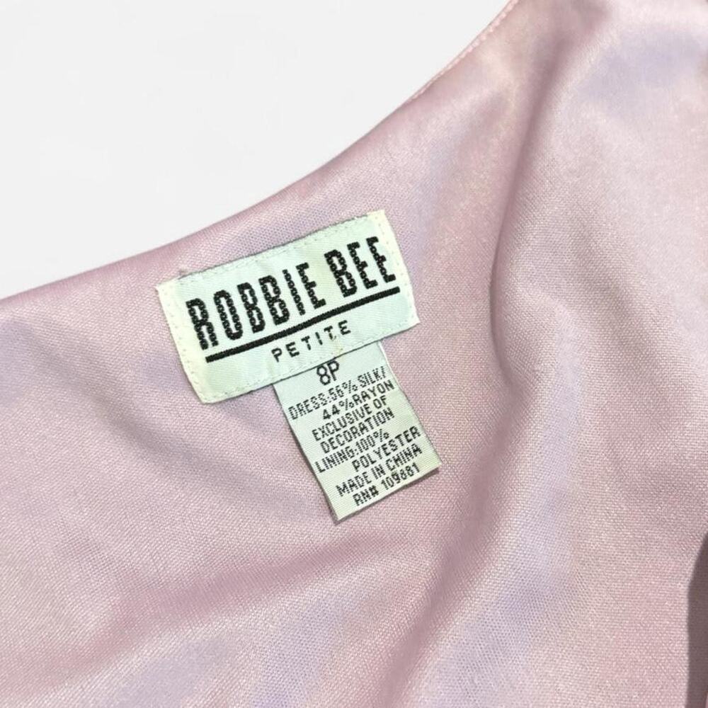 VTG Y2K Robbie Bee Black & Pink/Purple Floral Velvet Burnout Beaded Silk Dress - Picture 8 of 8
